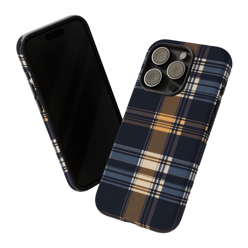 Caramel en Donkerblauw Geruit Patroon