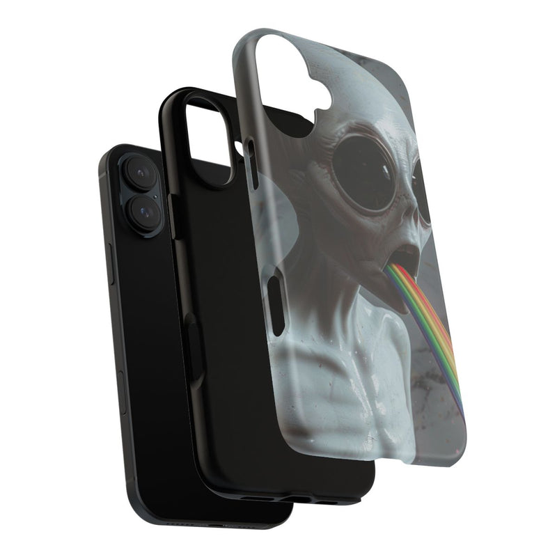 Grijze Alien met Regenboogstraal