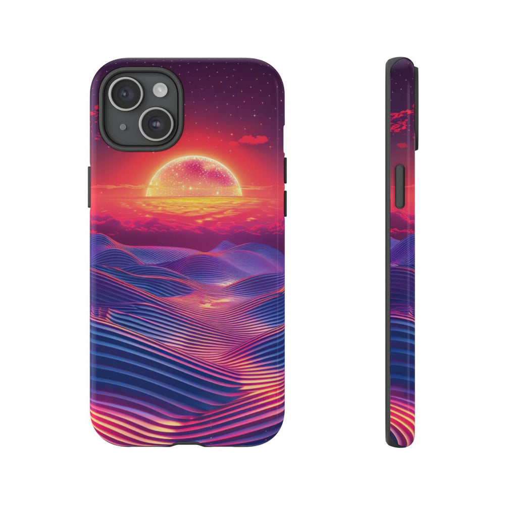 Levendige Zonsondergang met Abstracte Golven