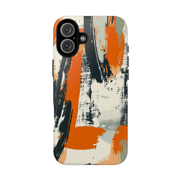 Abstract Oranje-Zwart Penseelstrepenpatroon