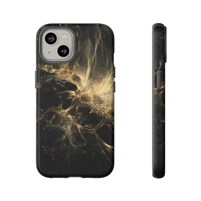 Abstracte Kosmische Gouden en Zwarte Swirls