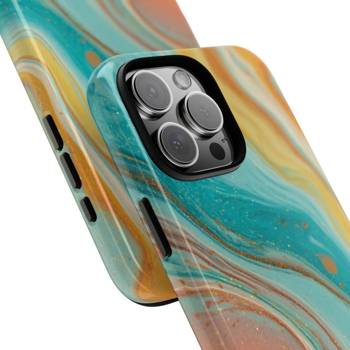 Oranje en Teal Marmer Abstract