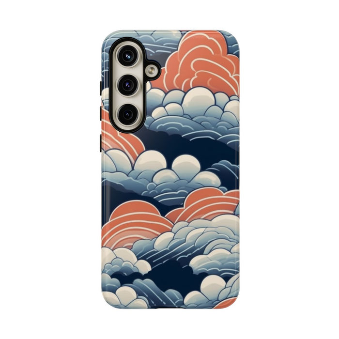 Gestileerd Wolkenpatroon in Blauw en Oranje