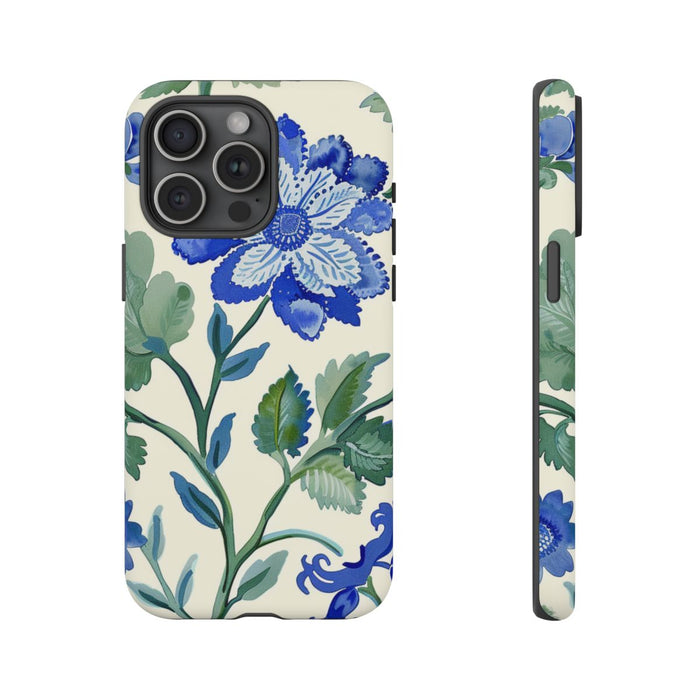 Blauw Waterverf Bloemenpatroon