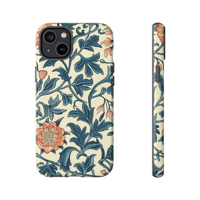 Blauw-Oranje Bloemenpatroon
