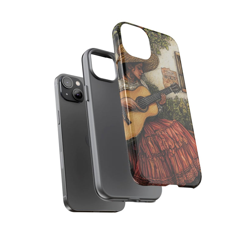 Vrouw die Gitaar Speelt in Landelijke Binnenplaats