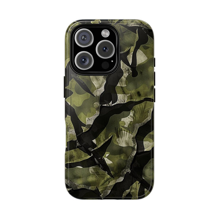Groen Camouflagepatroon met Zwarte Abstracte Vormen