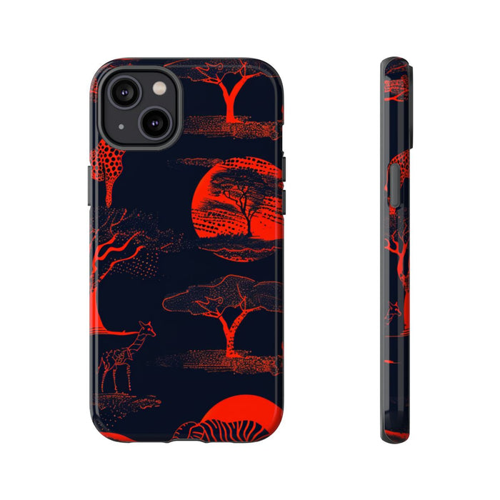 Rood Neon Afrikaans Dierenpatroon