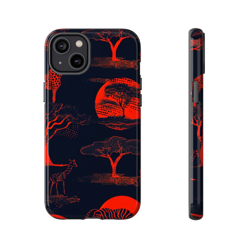 Rood Neon Afrikaans Dierenpatroon