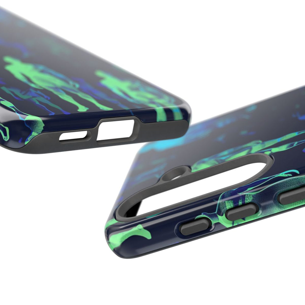 Blauw-Groene Neon Figurenpatroon