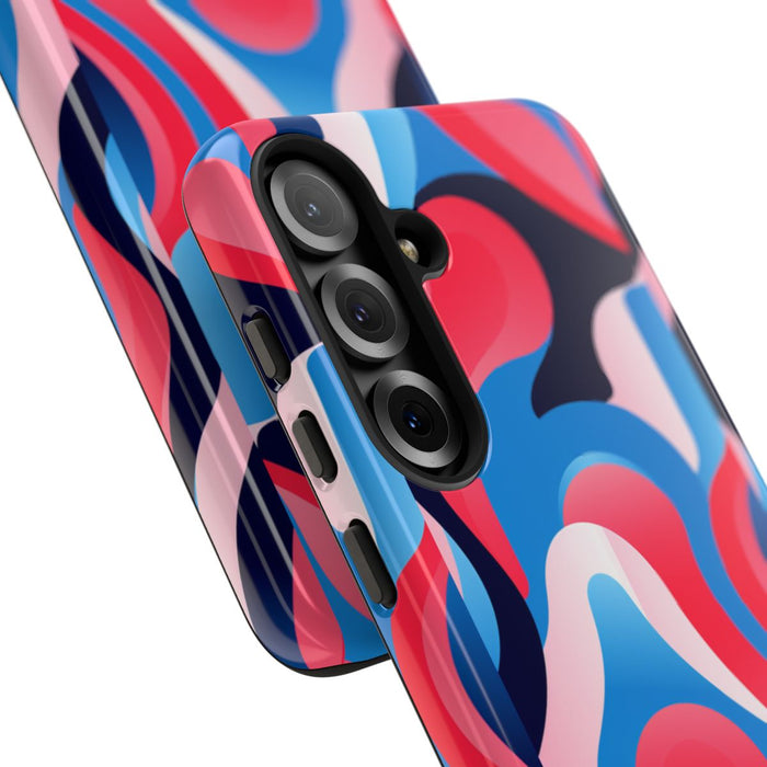 Blauw-Rood Abstract Golvend Patroon