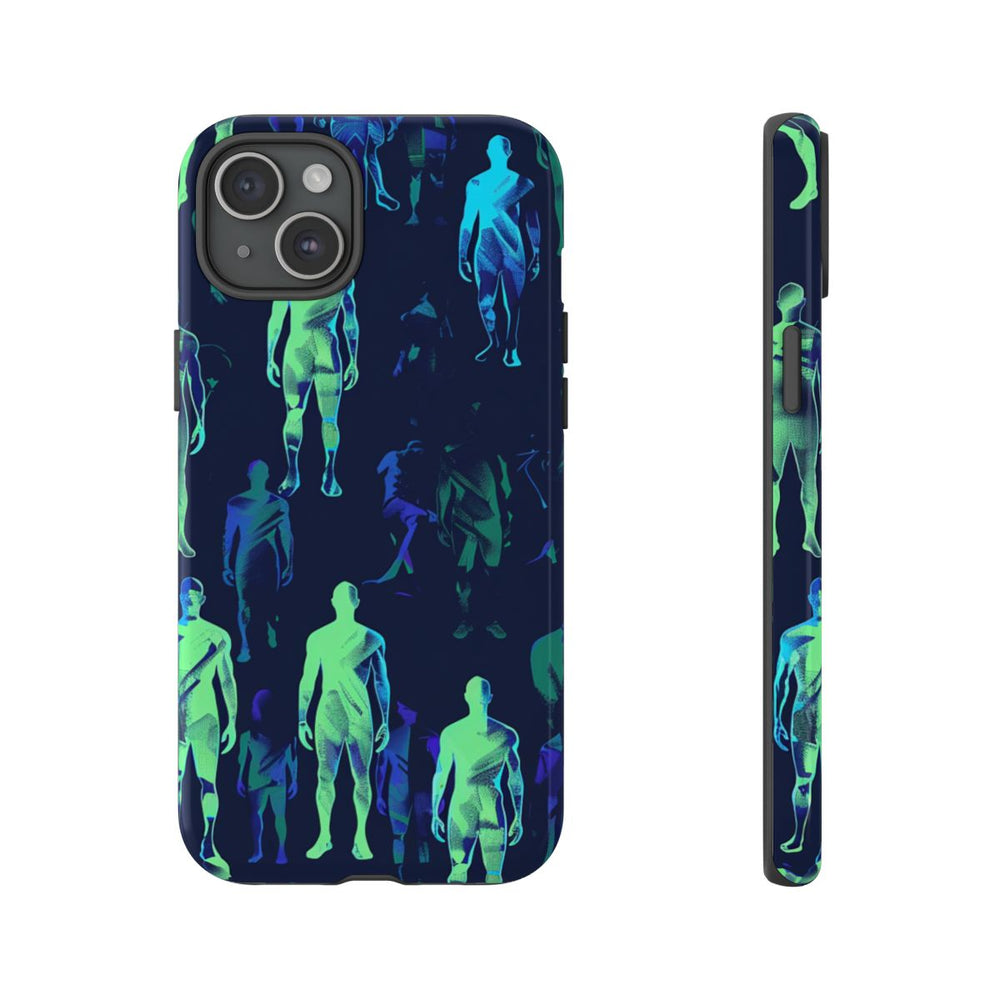 Blauw-Groene Neon Figurenpatroon