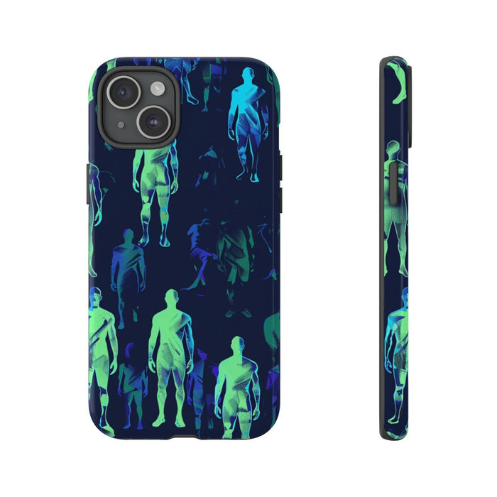 Blauw-Groene Neon Figurenpatroon