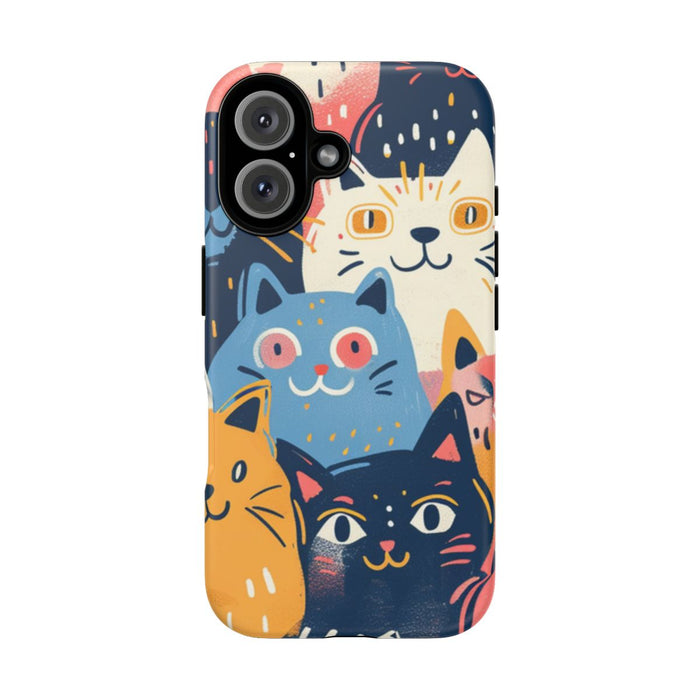 Vrolijk Kattenpatroon in Kleurrijke Illustratie