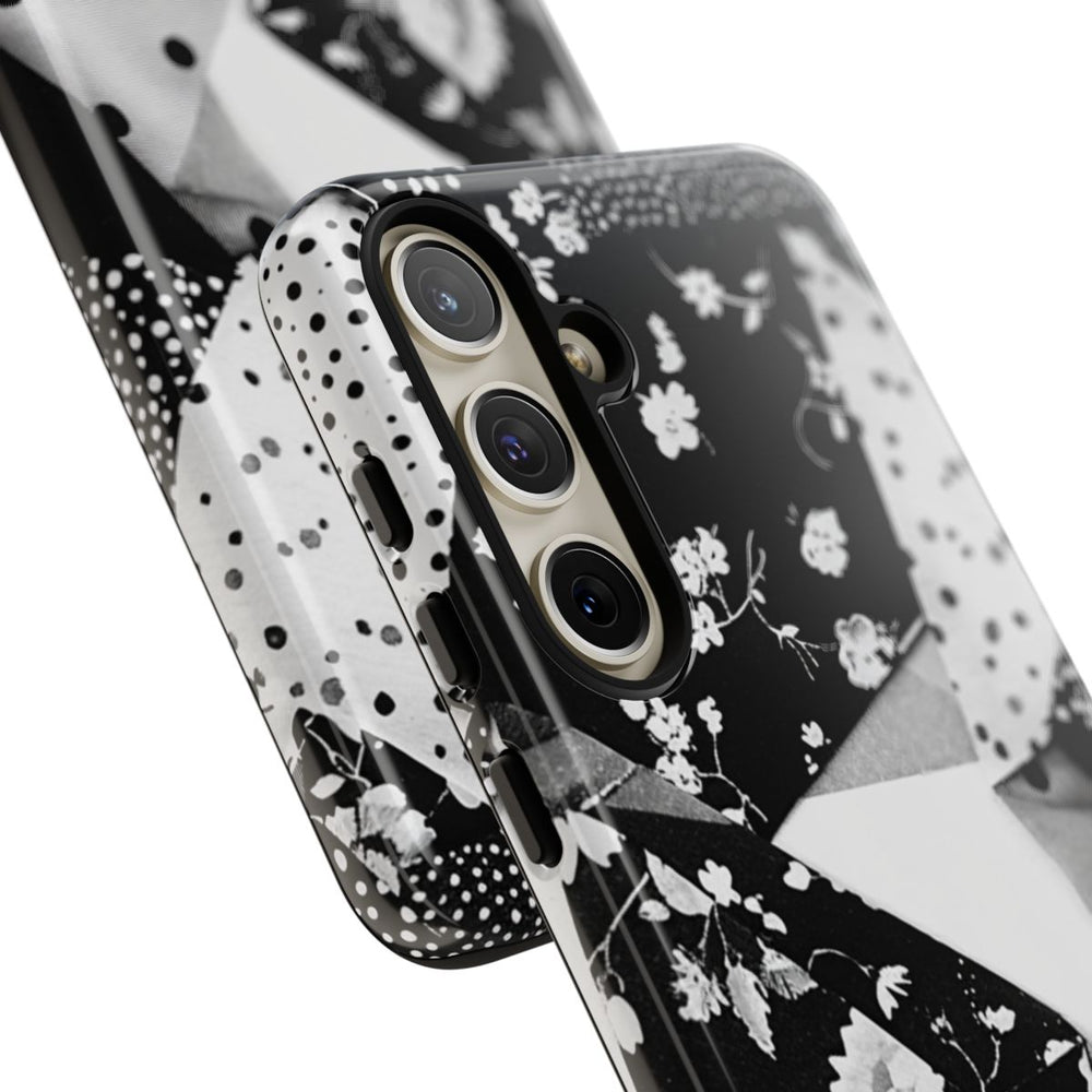 Monochrome Bloemen- en Polkadot Patchwork