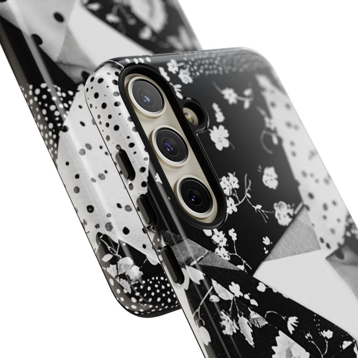 Monochrome Bloemen- en Polkadot Patchwork