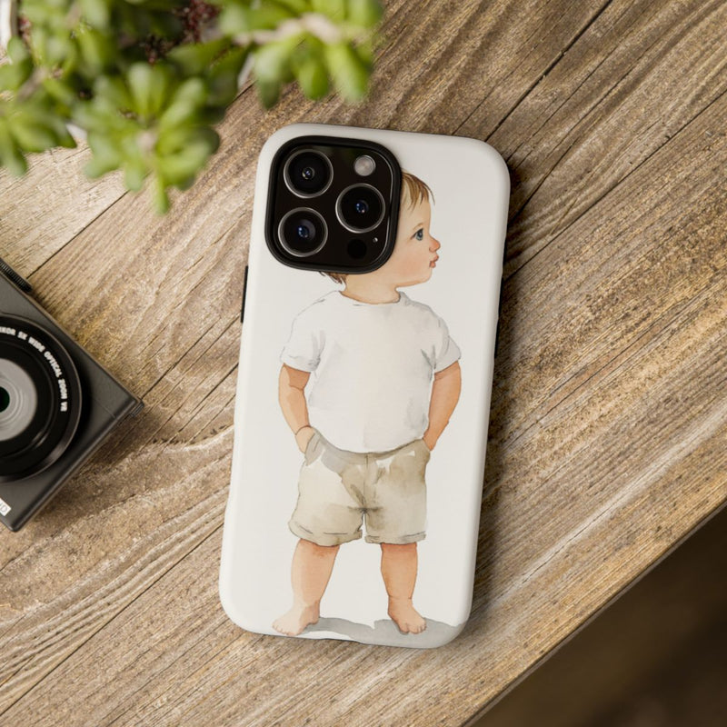 Minimalistische Waterverf Illustratie van Staande Babyjongen