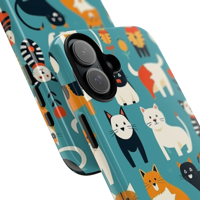 Kleurrijk Kattenpatroon op Glanzend Stevig Hoesje