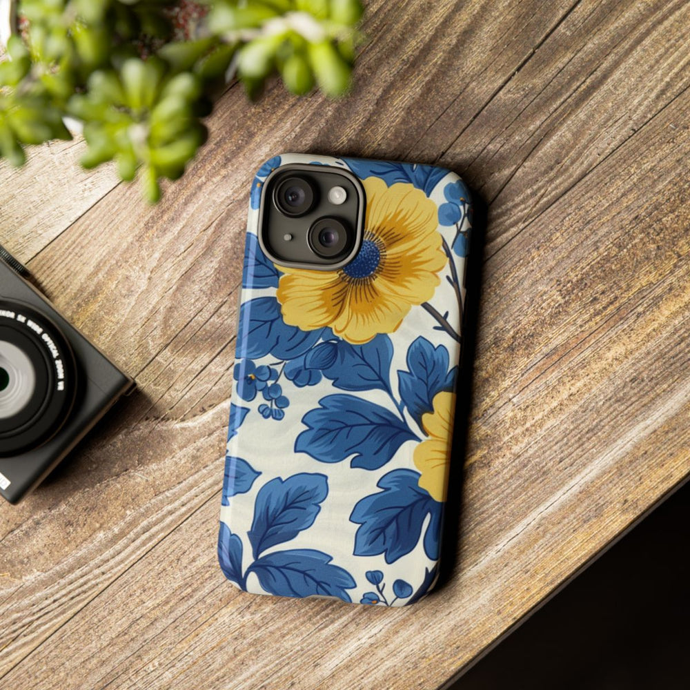 Blauw-Geel Bloemenpatroon