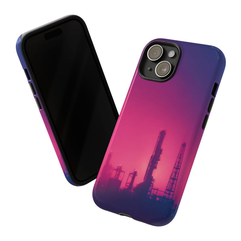 Industrieel Silhouet met Neon Gloed