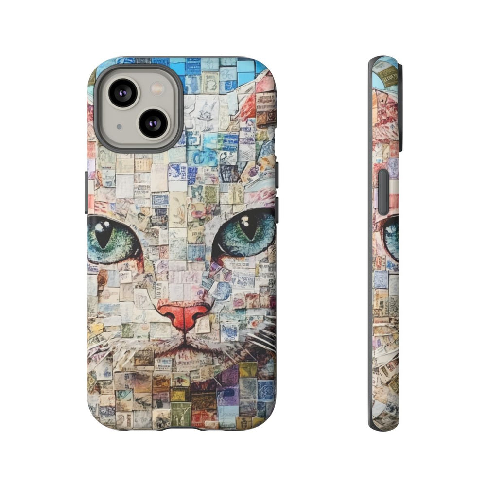 Kattengezicht Collage met Blauwe Achtergrond