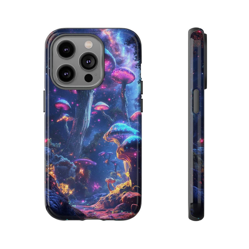 Glinsterende Bioluminescente Paddenstoelen in Kosmische Nacht