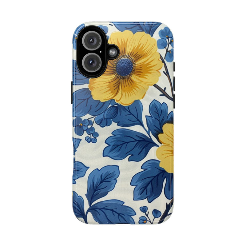 Blauw-Geel Bloemenpatroon