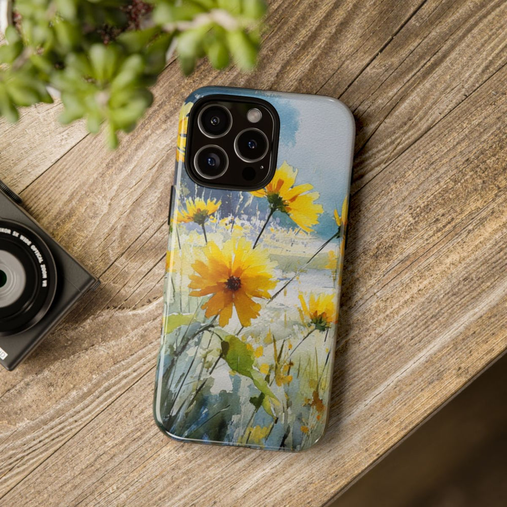 Gele Zonnebloemen in Pastelkleurig Landschap