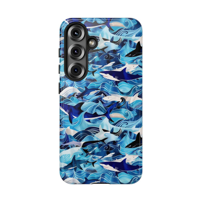 Blauwe Oceaangolven en Haaienpatroon