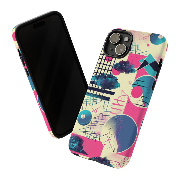 Abstract Geometrisch Patroon in Roze en Blauw