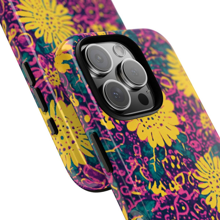 Gele en Paarse Bloemenprint