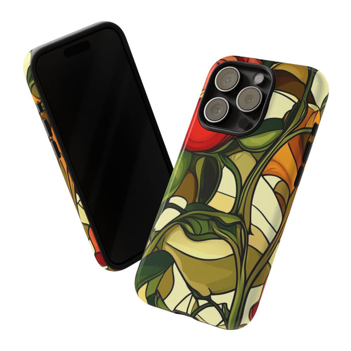 Rood-Oranje Art Nouveau Bloemmotief