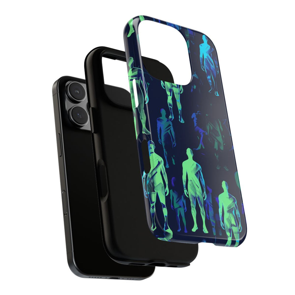 Blauw-Groene Neon Figurenpatroon