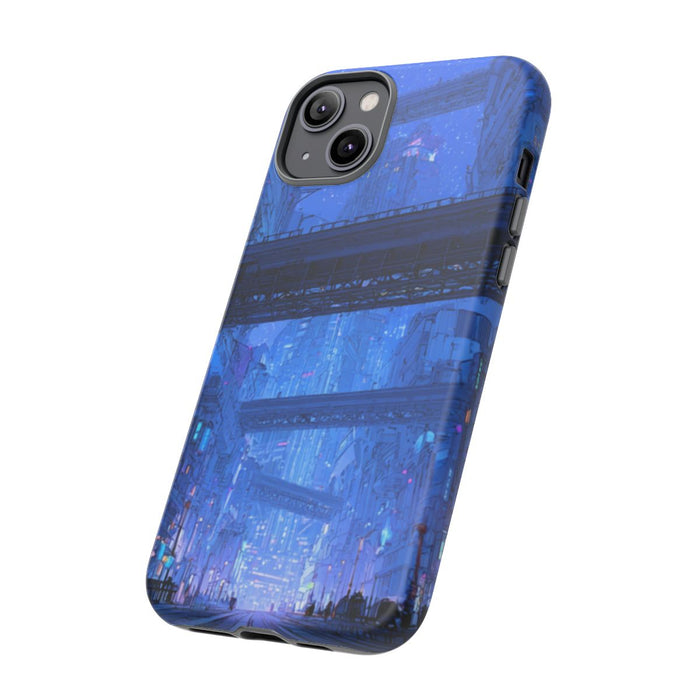 Futuristische Blauwe Stadsstraat