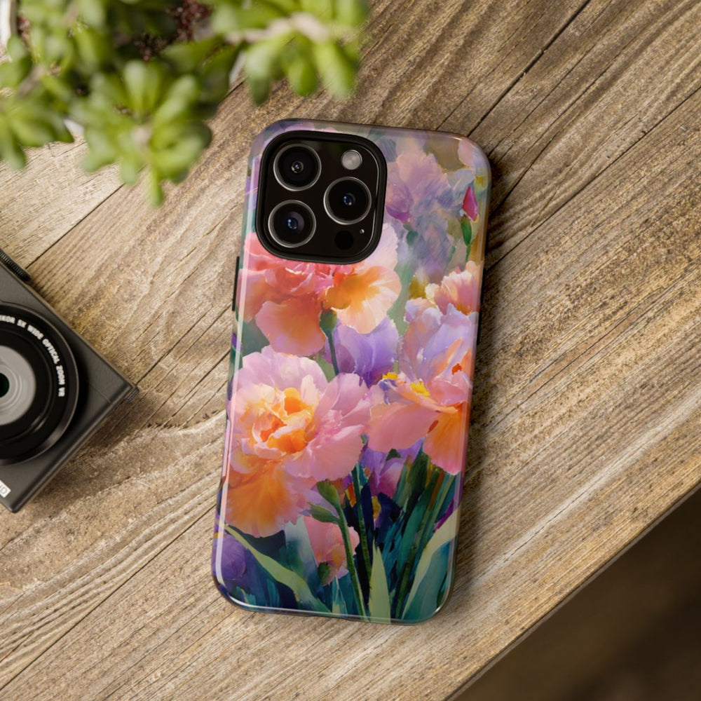 Roze en Paarse Bloemen in Waterverf