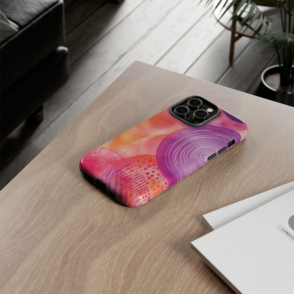 Abstracte Waterverf Cirkels in Warme Kleuren