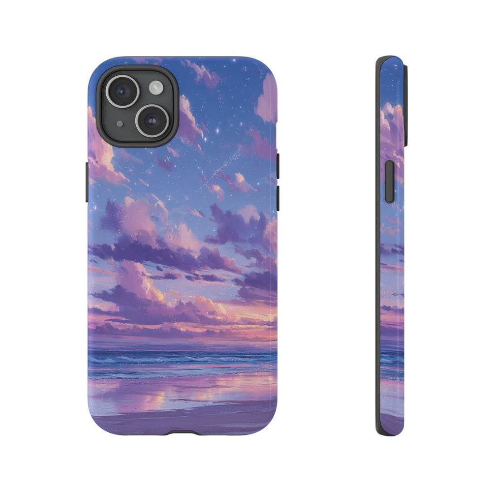 Sereen Paarse Zonsondergang Boven Oceaan