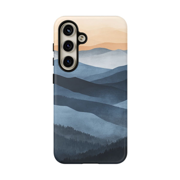 Gelaagd Berglandschap in Blauwe en Beige Tinten