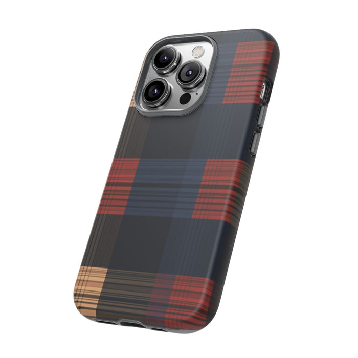 Caramel en Donkerblauw Geruit Patroon