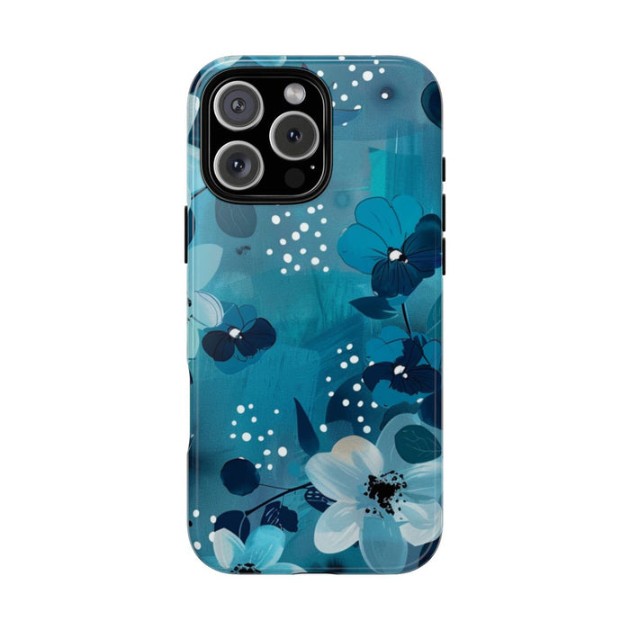 Turquoise Bloemenpatroon met Stippen