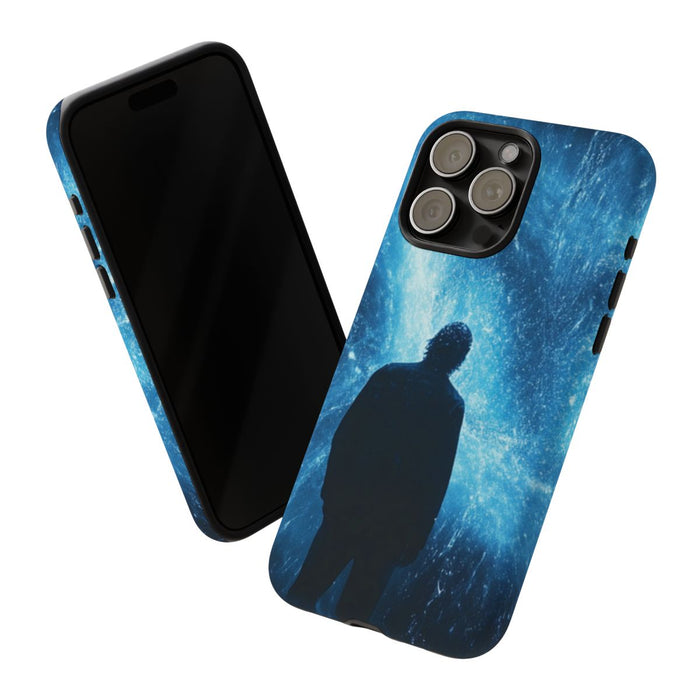 Silhouet met Blauwe Lichtflits