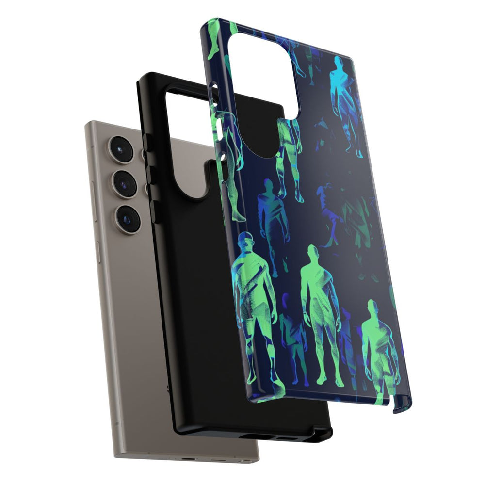 Blauw-Groene Neon Figurenpatroon