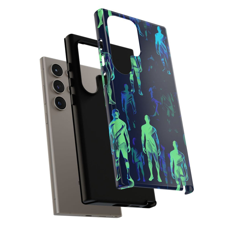 Blauw-Groene Neon Figurenpatroon