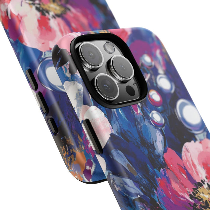 Kleurrijk Abstract Bloemenpatroon met Parelaccenten