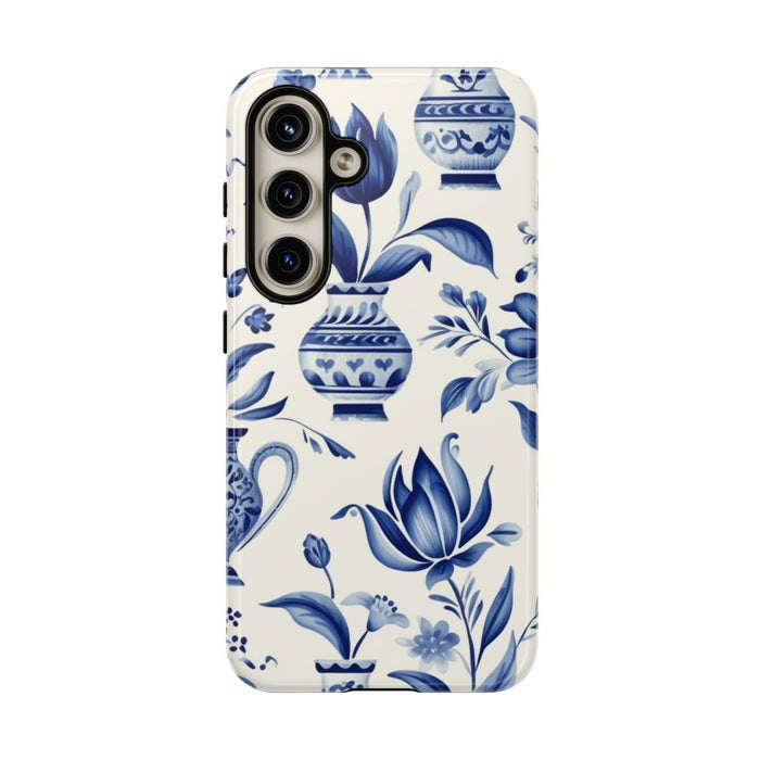 Blauw Bloemmotief met Delfts Vaaspatroon