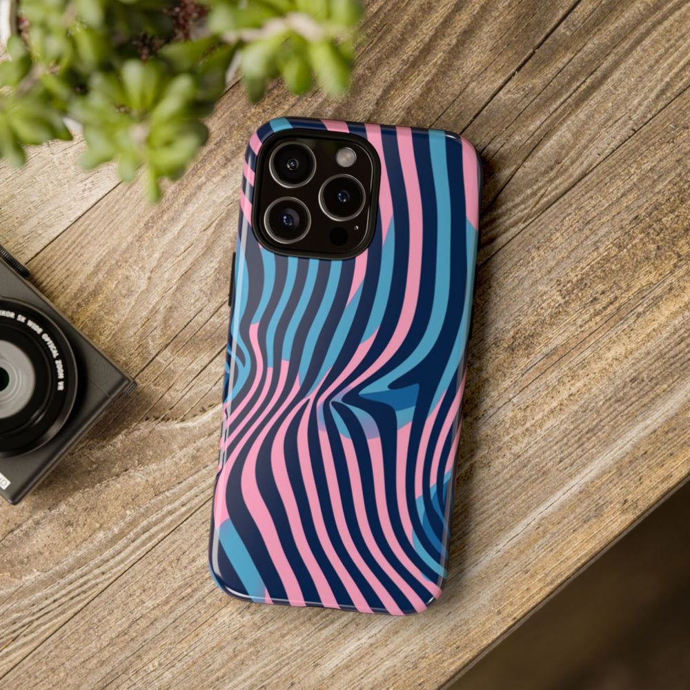 Golvend Blauw-Roze Optische Illusiepatroon