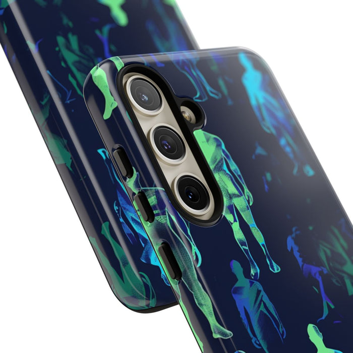 Blauw-Groene Neon Figurenpatroon