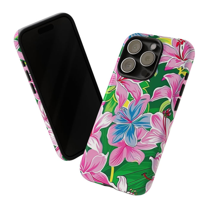 Roze en Blauwe Bloemenprint