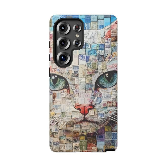 Kattengezicht Collage met Blauwe Achtergrond