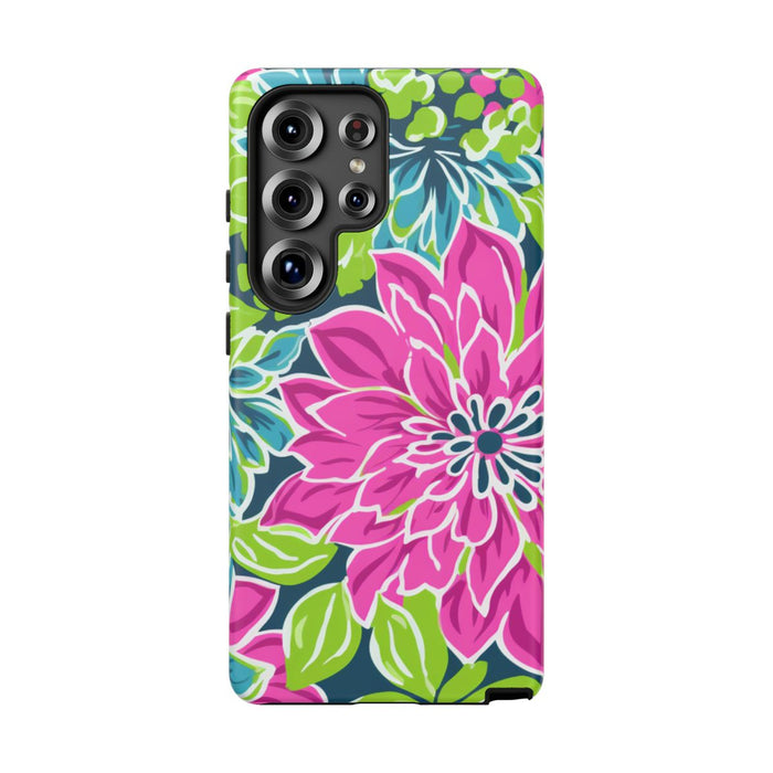 Vrolijk Bloemenpatroon met Roze en Blauwe Bloemen